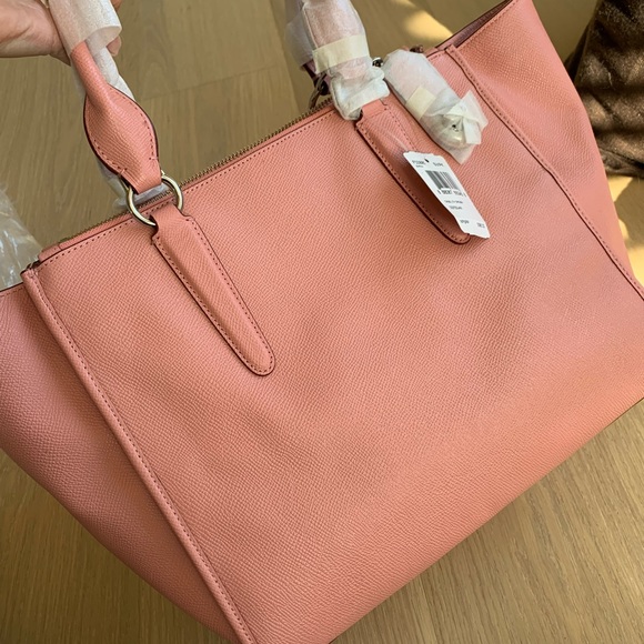 COACH 33995 CROSBY CROSSGRAIN LEATHER CARRYALL BAG SATCHEL PURSE Pink NEW - Picture 7 of 12